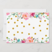 Pink & Gold Floral Unicorn Foto Birthday Party Kaart (Achterkant)