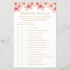 Pink Gold Floral Wat zei de bruidegom spel Flyer