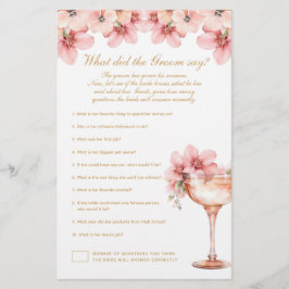 Pink Gold Floral Wat zei de bruidegom spel Flyer