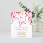 Pink Gold Floral Waterverf Baby shower (Staand voorkant)