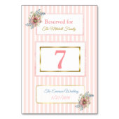 PInk Gold Floral Wedding Table Number Card Kaart (Achterkant)