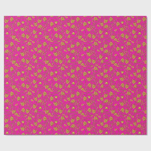 Pink & gold floral wrapping paper cadeaupapier (Vlak)