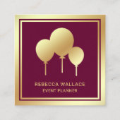 Pink Gold Foil Balloons Party Event Planner Vierkante Visitekaartje (Voorkant)