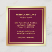 Pink Gold Foil Balloons Party Event Planner Vierkante Visitekaartje (Achterkant)