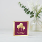 Pink Gold Foil Balloons Party Event Planner Vierkante Visitekaartje (Staand voorkant)