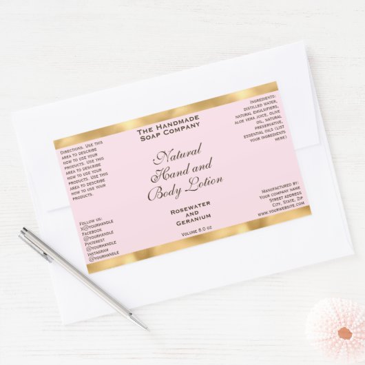 Pink & Gold Foil Cosmetics Bottle Label (Envelop)