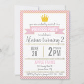 Pink Gold Foil Princess Birthday Invitation Kaart (Voorkant)