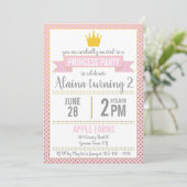 Pink Gold Foil Princess Birthday Invitation Kaart (Staand voorkant)