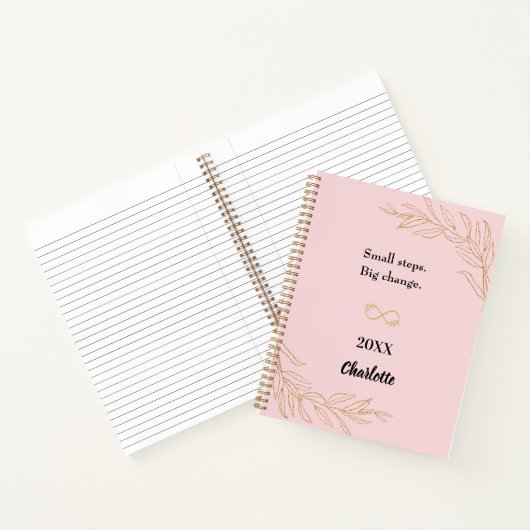 Pink gold foliage inspirational quote notitieboek (Binnen)