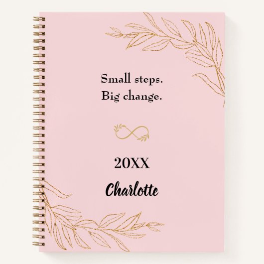 Pink gold foliage inspirational quote notitieboek (Voorkant)
