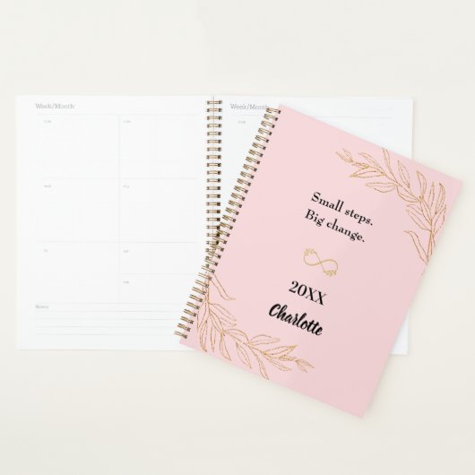 Pink gold foliage motivational quote 2026 planner (Display)