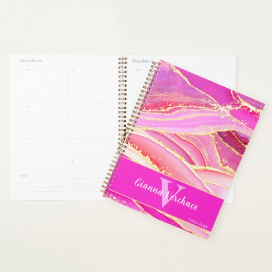 Pink Gold Geode Crystal Marble Abstracte Kunst Planner (Display)