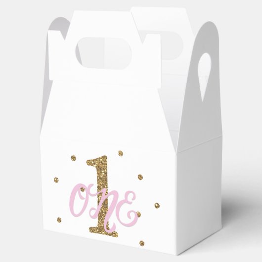 Pink & Gold Girls ONE 1e verjaardag Favor Bedankdoosjes (Geopend)