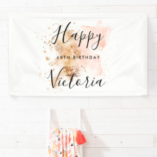 Pink Gold Girly Feminine Happy 40e verjaardag Spandoek