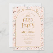 Pink Gold Girly Hand Drawn Confetti Grad Party Kaart (Voorkant)