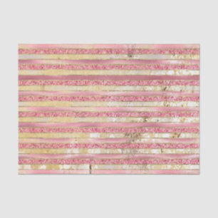 Pink Gold Glam Glitter Stripes Tissuepapier