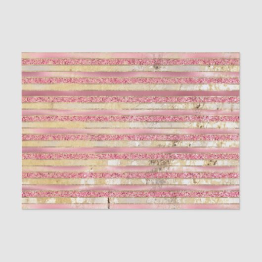 Pink Gold Glam Glitter Stripes Tissuepapier (Voorkant)