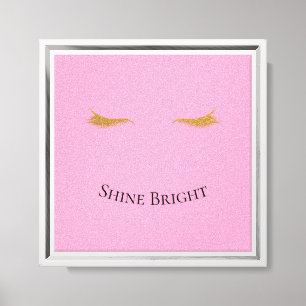 Pink Gold Glam Glitter Wimpers Canvas Afdruk
