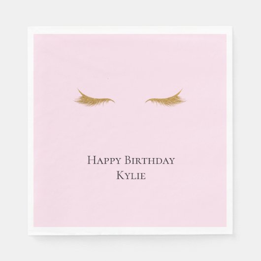 Pink Gold Glam Glitter Wimpers Servet (Voorkant)