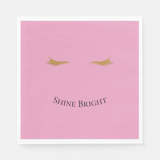 Pink Gold Glam Glitter Wimpers Servet (Voorkant)