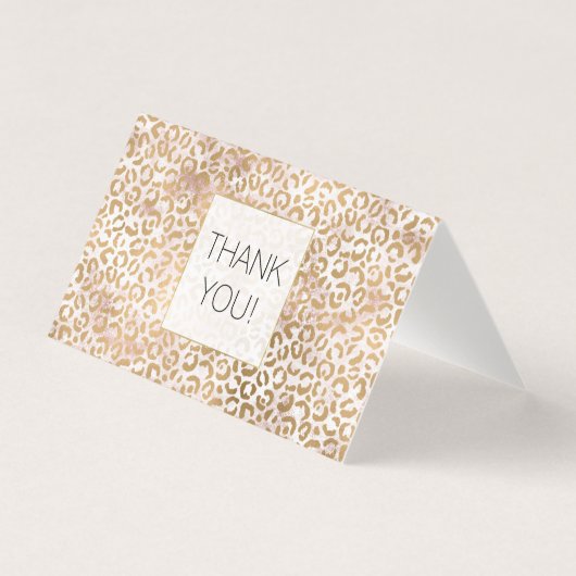 Pink Gold Glam Leopard Print Bedankt Kaart (Voorkant)