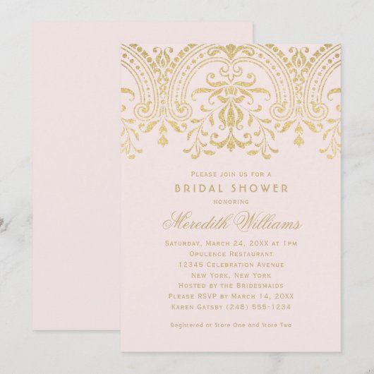 Pink Gold  Glamor Wedding Vrijgezellenfeest Kaart (Voorkant / Achterkant)