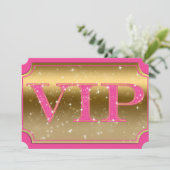 Pink & Gold Glamour VIP-feest evenemententicket Kaart (Staand voorkant)