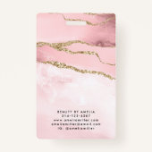 Pink Gold Glitter Agaat Hair Make-up Zakelijke ID Badge (Achterkant)