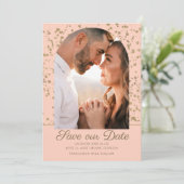 Pink Gold Glitter Arch Dome Photo Weddenschap Save The Date (Staand voorkant)