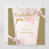 Pink Gold Glitter Bow Sparkle Bachelorette Kaart (Voorkant)