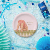 Pink Gold Glitter Chevron Baby shower Papieren Bordje (Feest)