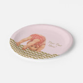 Pink Gold Glitter Chevron Baby shower Papieren Bordje (Gekanteld)