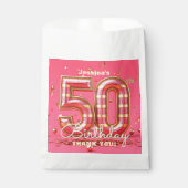 Pink Gold Glitter Confetti 50th Birthday Party Bedankzakje (Voorkant)