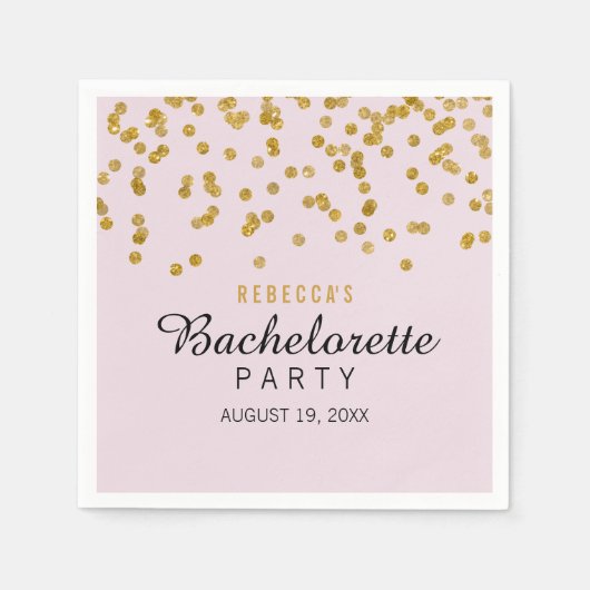 Pink Gold Glitter confetti Bachelorette Servetten (Voorkant)