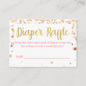 Pink Gold Glitter Confetti Luier Raffle Ticket Informatiekaartje (Voorkant)