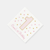 Pink & Gold Glitter eerste verjaardag Servetten (Hoek)