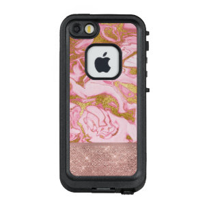 Pink Gold Glitter en Sparkle Marble LifeProof FRÄ’ iPhone SE/5/5s Hoesje