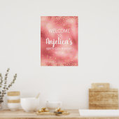 Pink Gold Glitter Girl's Birthday Party Poster (Keuken)