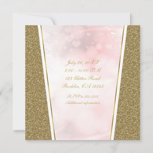 Pink Gold Glitter Glam Sparkle Birthday Party Kaart (Achterkant)