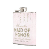 Pink & Gold Glitter Look Maid of Honor Flask Heupfles (Links)