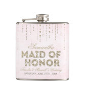 Pink & Gold Glitter Look Maid of Honor Flask Heupfles (Voorkant)