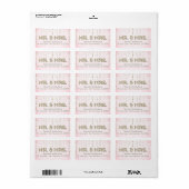 Pink & Gold Glitter Look Mr & Mrs Labels (Full Sheet)