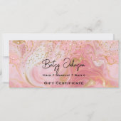Pink & Gold Glitter Marbled Gift Certificate Card Kaart (Voorkant)