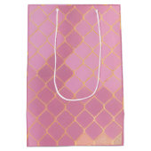 Pink Gold Glitter Meisje Verjaardag Medium Cadeauzakje (Achterkant)