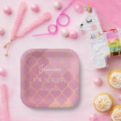 Pink Gold Glitter Meisje Verjaardag Papieren Bordje (Feest)