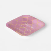 Pink Gold Glitter Meisje Verjaardag Papieren Bordje (Gebogen)