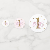 Pink & Gold Glitter ONE 1e verjaardagsfeestje Confetti (Voorkanten)