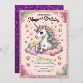 Pink & Gold Glitter Party Kaart