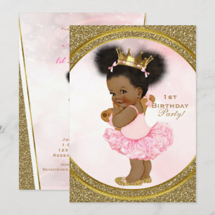 Pink Gold Glitter Princess  Baby Girl Party Kaart