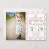 Pink Gold Glitter Princess Birthday Afbeelding Inv Kaart (Voorkant)